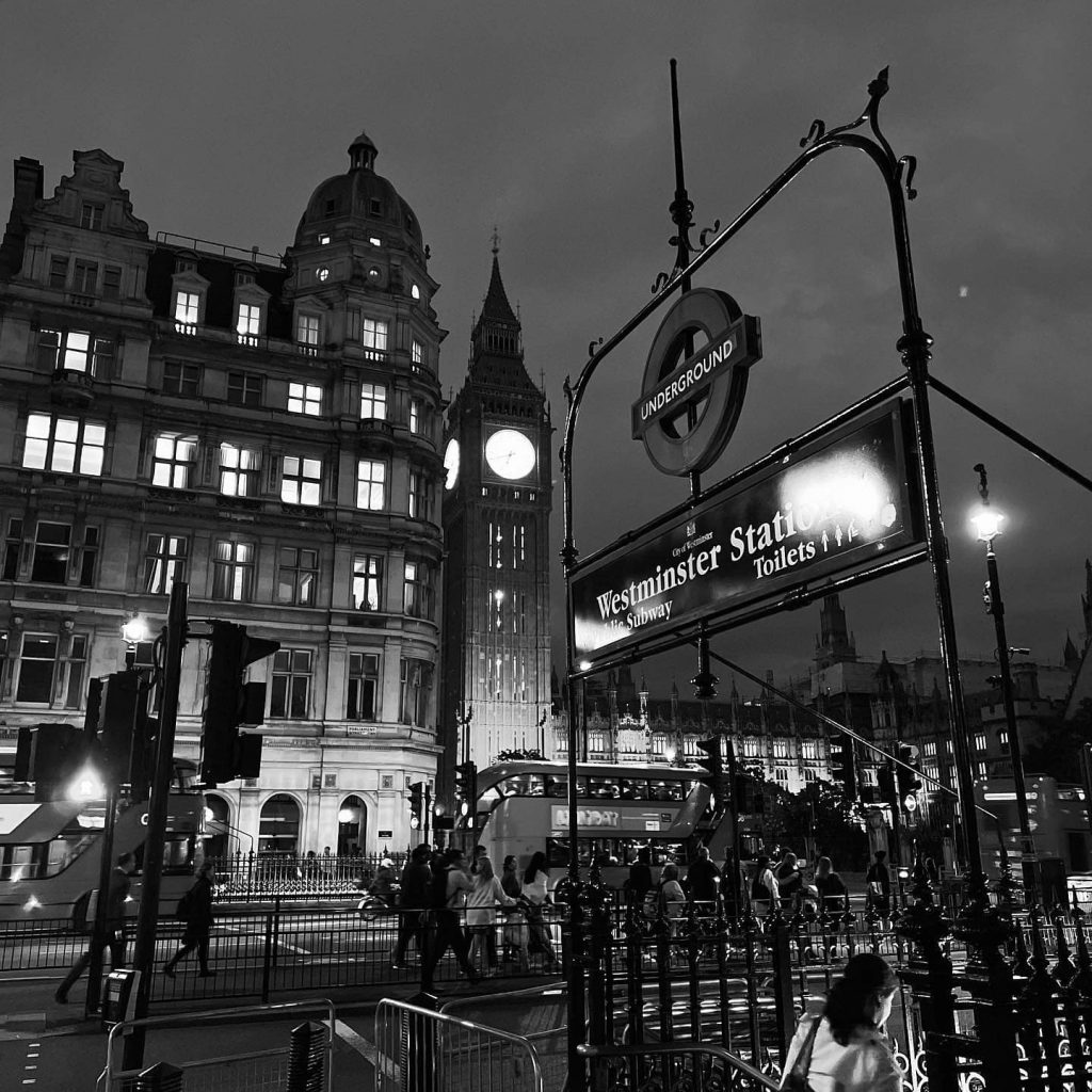 London at Night in Black and White
