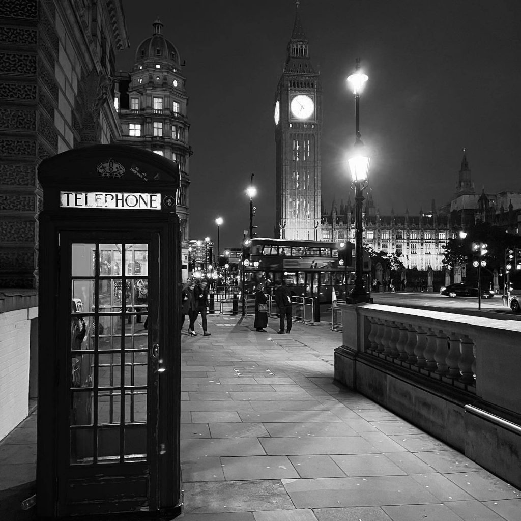 London at Night in Black and White